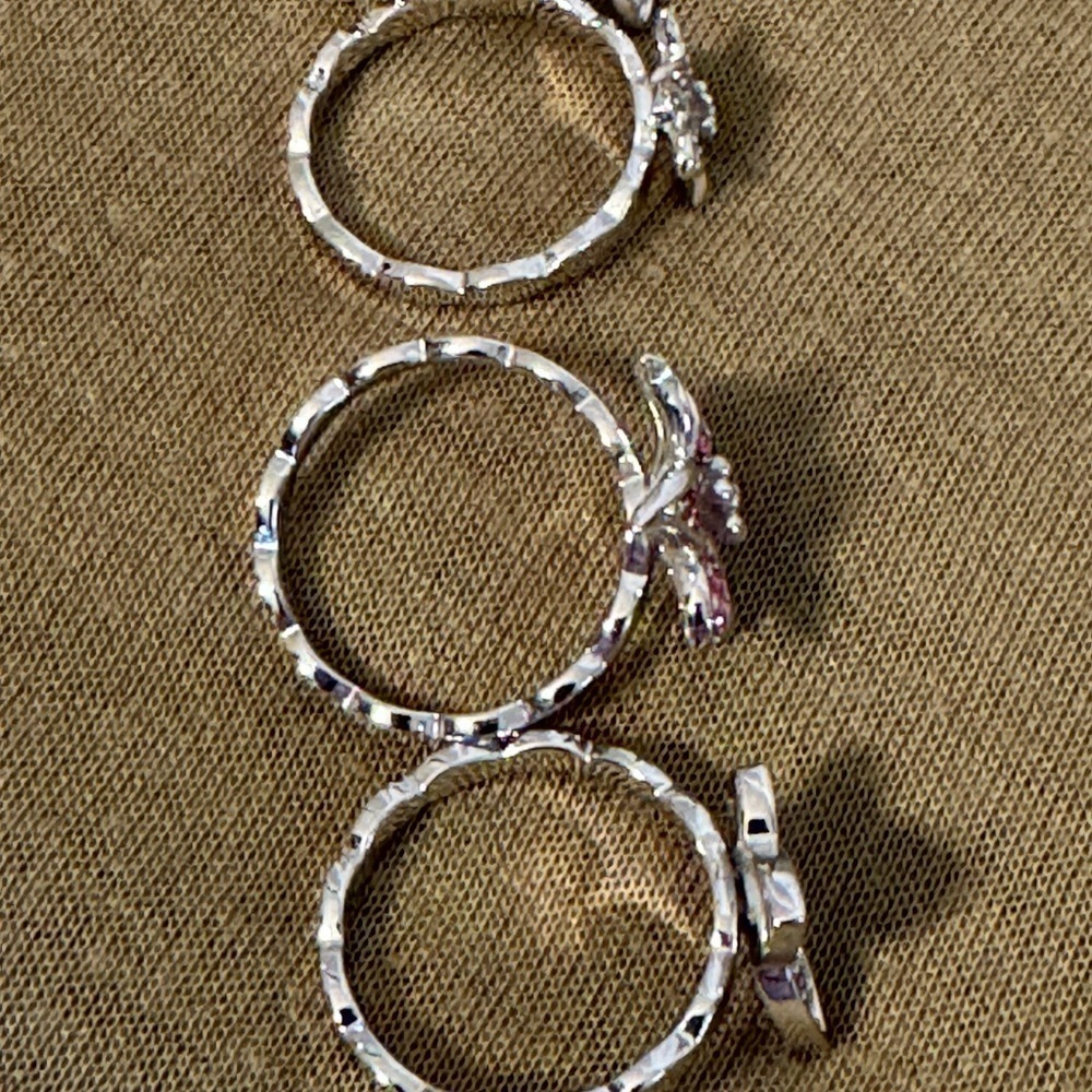 The Mariah Carey Collection Set of 4 Flower and Butterfly rings. Size5. Pink New - Picture 8 of 9